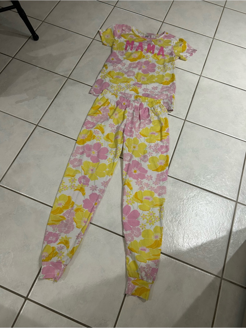 PJ Place Floral 'MAMA' Pajama Top - Pink & Yellow